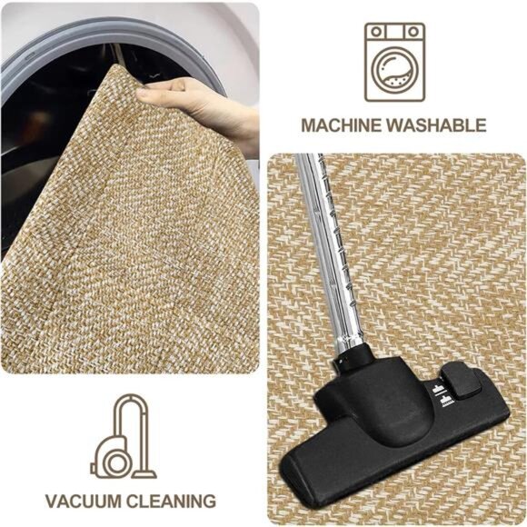 Washable Bathroom Rug Low Profile Entryway Rug Tan Front Door Mat - Picture 11 of 12